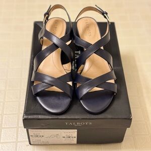Talbots Millie Straps Nappa Block Heel Sandals Size 7.5